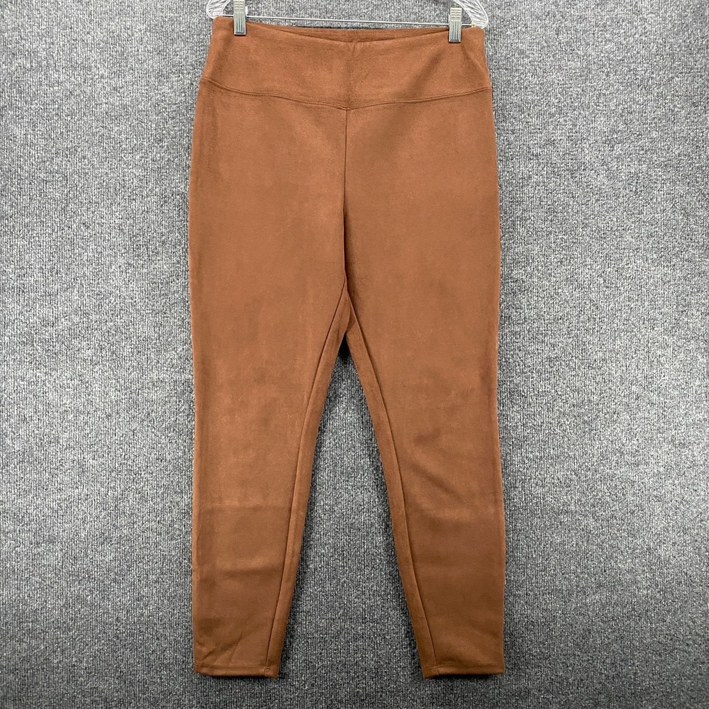 Soft Surroundings Pants Womens M Brown Faux Suede High Rise Skinny 70s Barn Farm